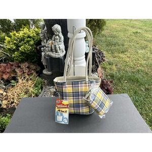 NWT Bueno Toteables 4 in 1 Plaid Print Yellow